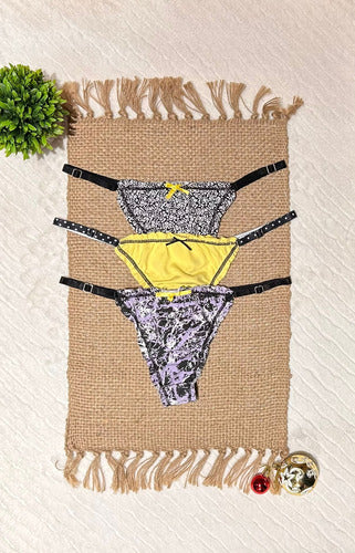 Pack X3 Bombacha Colaless Fruncido Algodón Vintage 4486 Estampado Unico