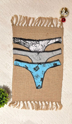 Bombacha Pack X3 Colaless Algodón Estampado Vintage 4072 Estampado Unico
