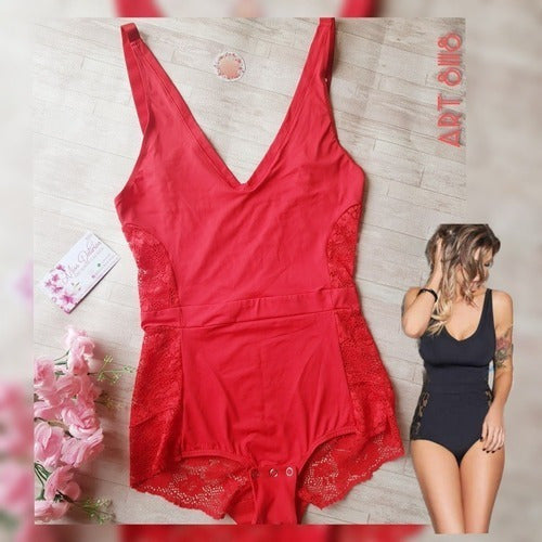 Body De Microfibra Y Puntilla Culotte Less Kaury 8118