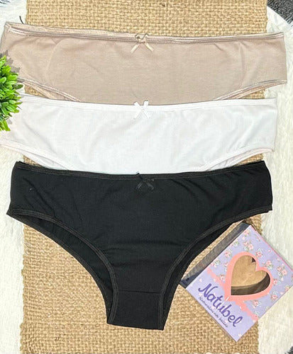 Bombacha Pack X3 Coulotte - Algodón Lisa Natubel 430 Surtido