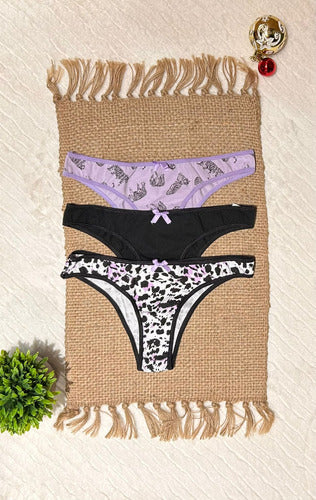 Bombacha Vintage 3073 Pack X 3 Bikini Algodón Estampada Estampado Unico