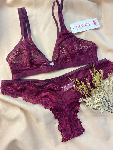 Conjunto De Lenceria Soutien Y Bombacha Kaury 8227