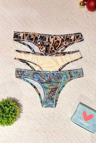 Bombacha Pack X3 Vedetina Microfibra Vintage 3021 Estampado Unico