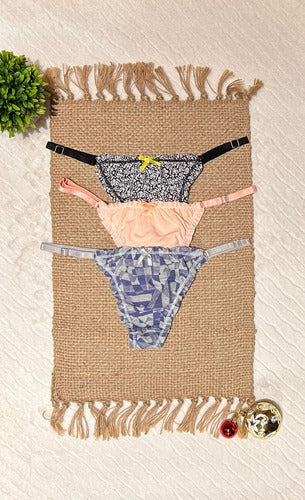 Pack X3 Bombacha Colaless Fruncido Algodón Vintage 4486 Estampado Unico