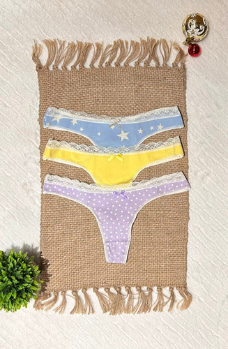 Bombacha Pack X 3 Colaless Algodon Estampada Vintage 4070 Estampado Unico