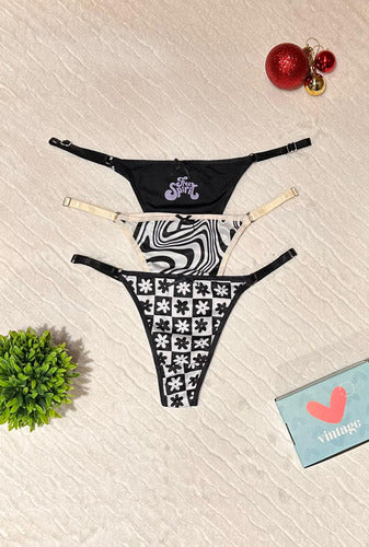 Bombacha Pack X 3 Colaless Microfibra Estampada Vintage 4417 Estampado Unico