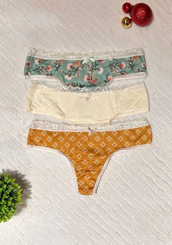 Bombacha Pack X3 Coulotteless Microfibra Vintage 5018 Estampado Unico