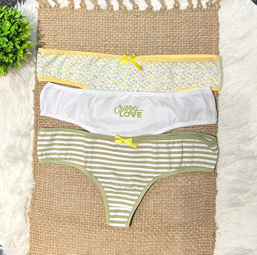 Bombacha Pack X 3 Couloteless Algodon Estampada Vintage 5073 Estampado Unico