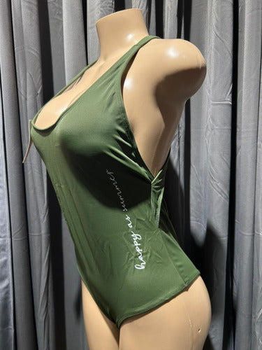 Malla Entera Con Espalda Cruzada De Lycra Lisa Kiero 14662