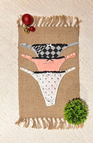 Bombacha Pack X 3 Colaless Algodon Estampada Vintage 4472 Blanco Unico