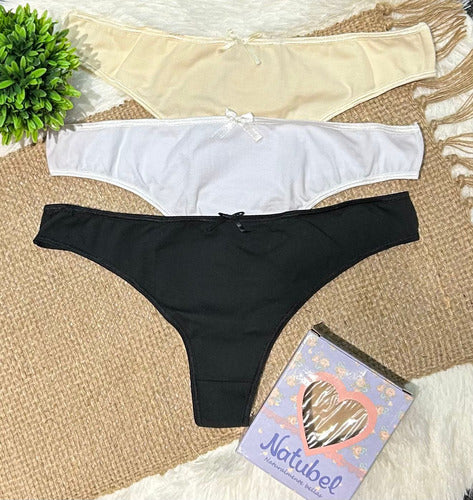 Bombacha Pack X 3 Bikini - Colaless Algodon Lisa Natubel 410