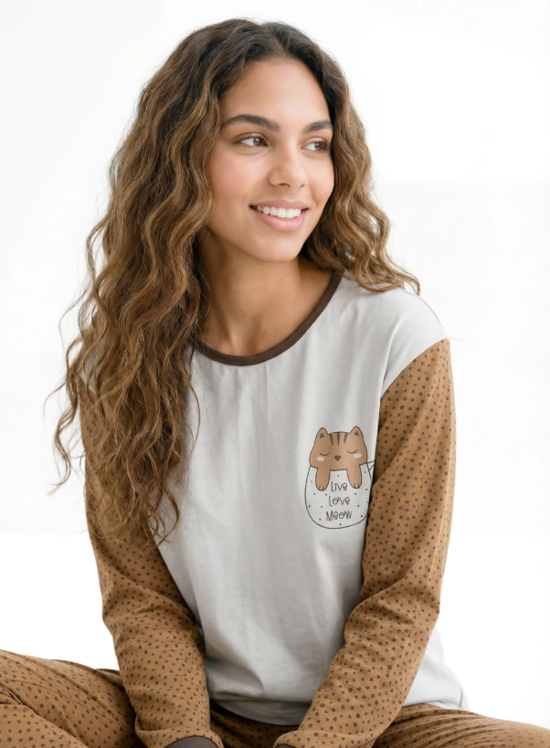 Pijama Meow De Algodón Mariené 2608