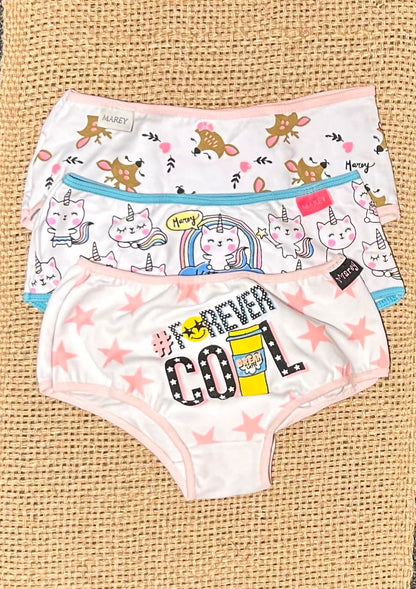 Bombachas De Niña De Algodón Con Diseños Pack X3 Marey 52