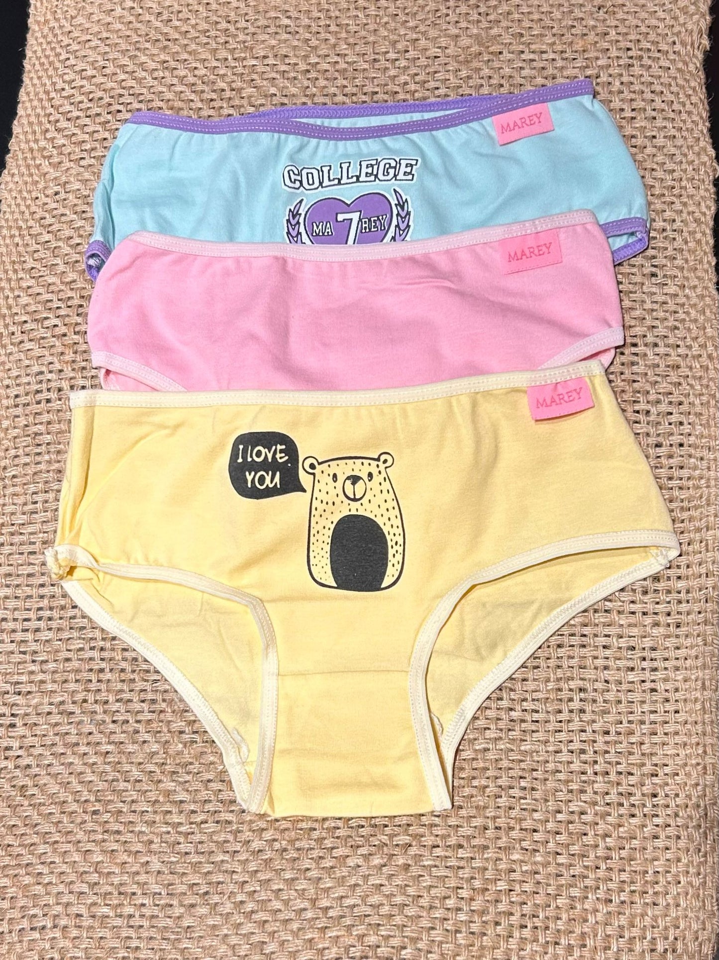 Bombachas De Niña De Algodón Con Diseños Pack X3 Marey 52
