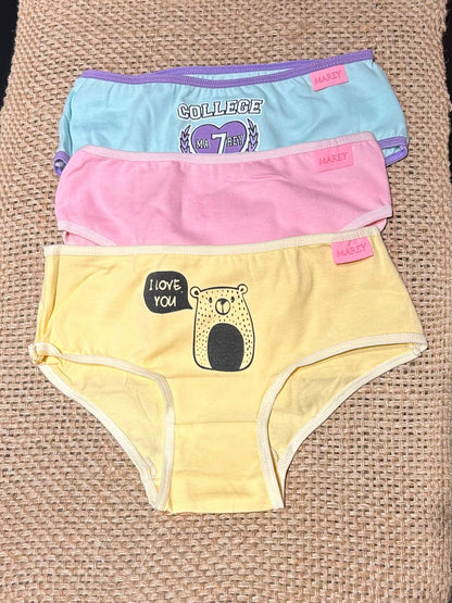 Bombachas De Niña De Algodón Con Diseños Pack X3 Marey 52
