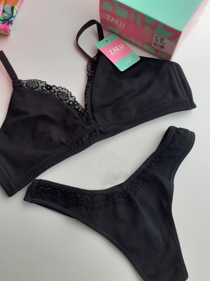 Conjunto Triangulo Y Less De Algodón Y Lycra Zailu 5608